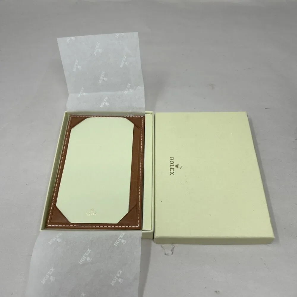 Rolex Tan Leather Notepad Holder w/Paper and Box